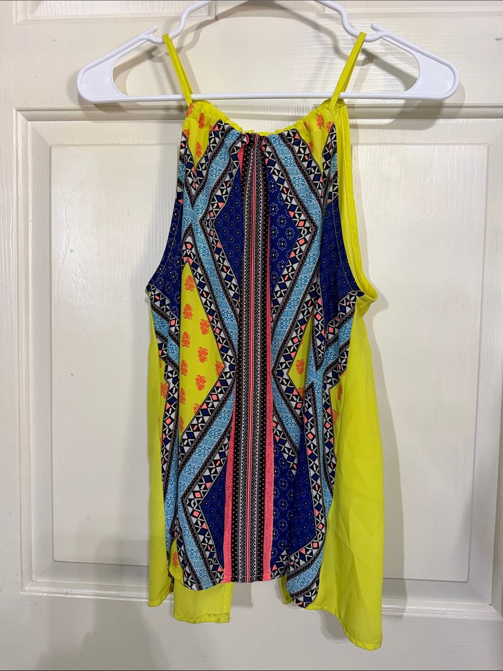 mine Yellow and Blue Printed Halter Camisole